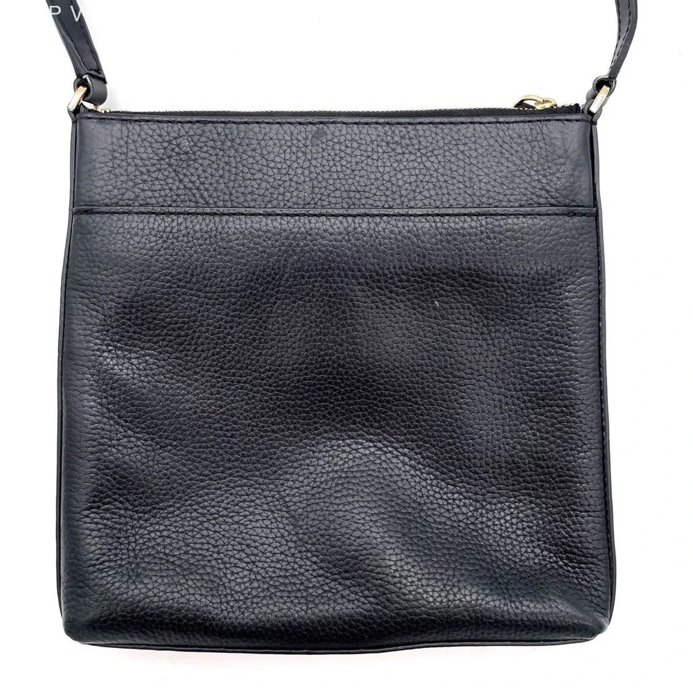 Michael Kors Black Pebbled Leather Jet Set Crossbody Bag Gold Hardware COA